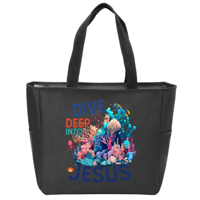 Dive Deep Into Jesus Vbs 2024 Scuba Diving Underwater Zip Tote Bag