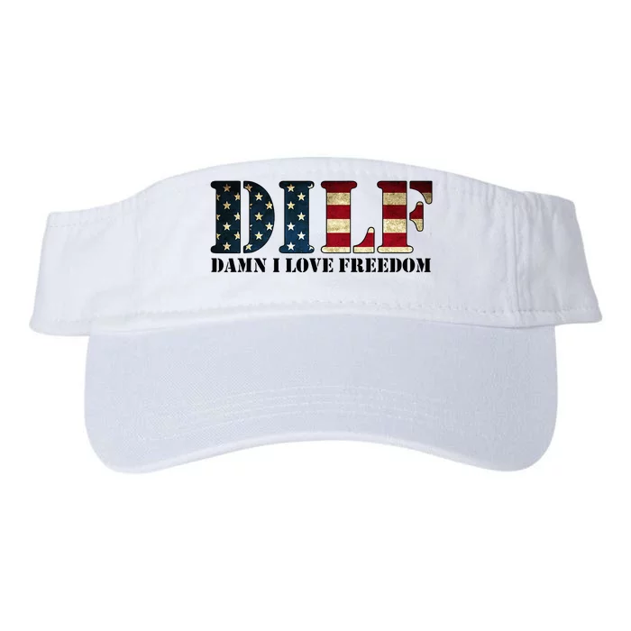 DILF Damn I Love Freedom Funny Patriotic USA Flag Valucap Bio-Washed Visor