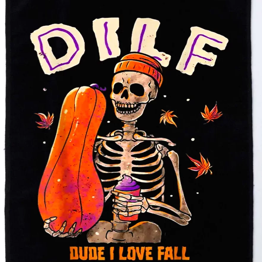 Dilf Dude I Love Fall Skeleton Pumpkin Halloween Customs Platinum Collection Golf Towel