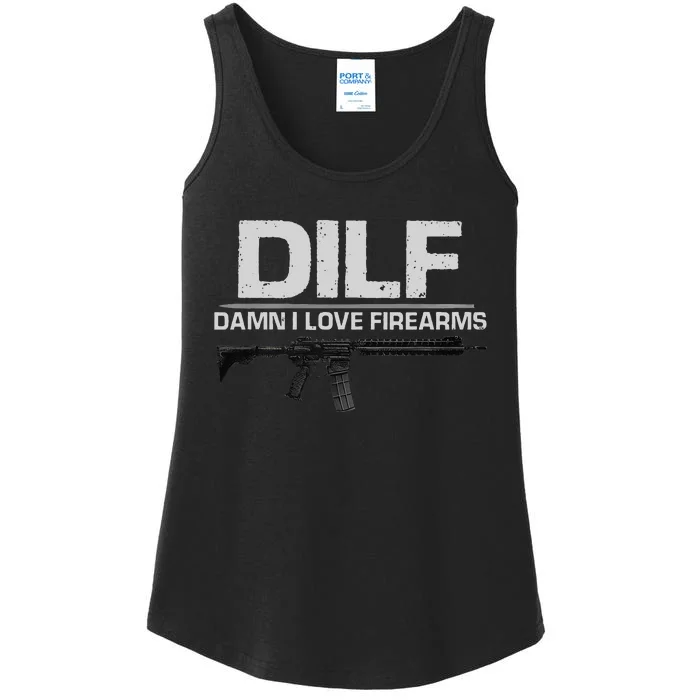 dilf damn i love firearms Ladies Essential Tank