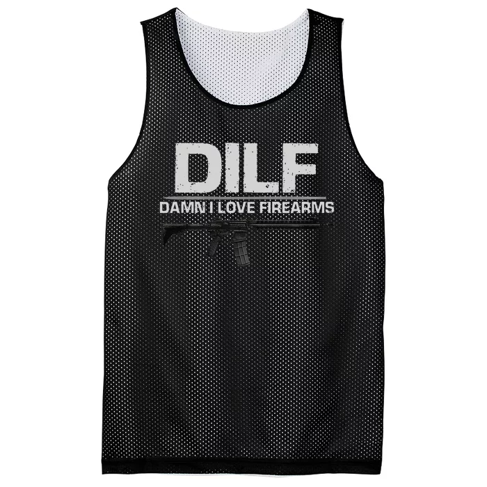 dilf damn i love firearms Mesh Reversible Basketball Jersey Tank