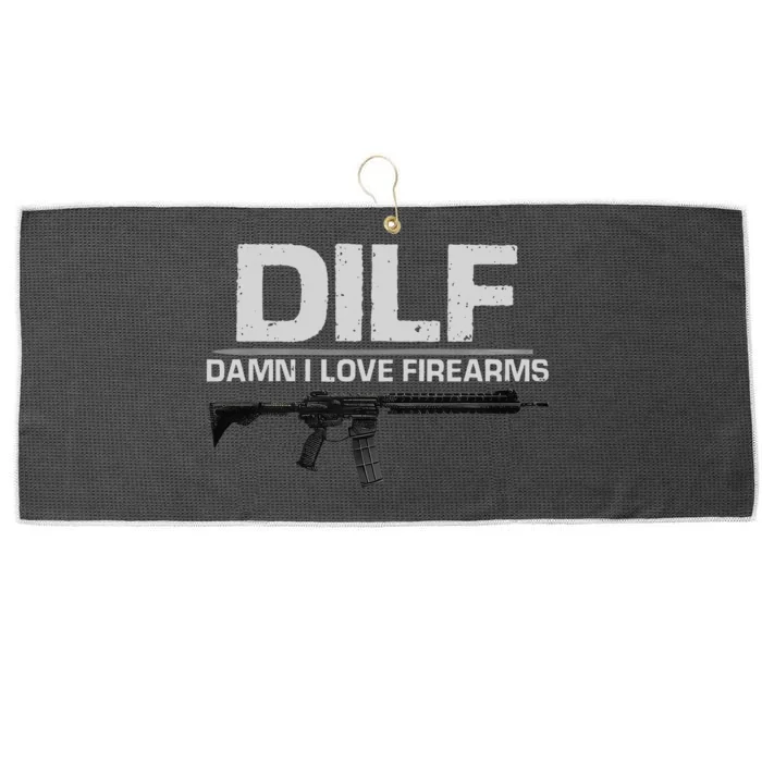 dilf damn i love firearms Large Microfiber Waffle Golf Towel