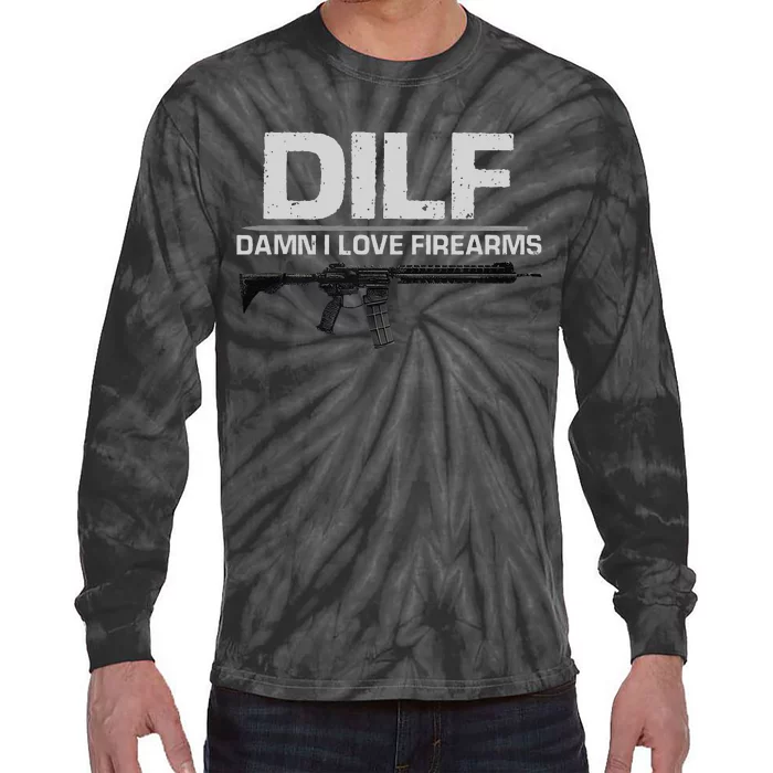 dilf damn i love firearms Tie-Dye Long Sleeve Shirt