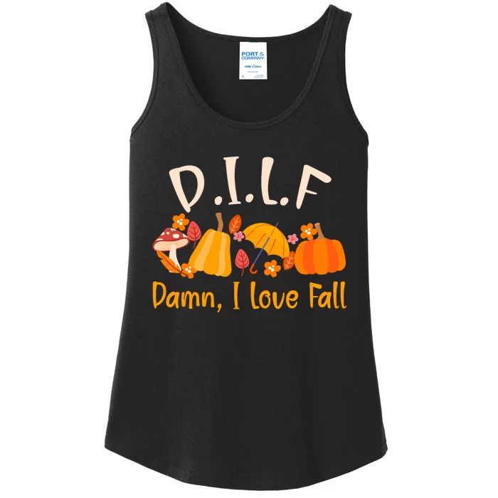 Dilf Damn I Love Fall Funny Pumpkin Autumn Lover Ladies Essential Tank