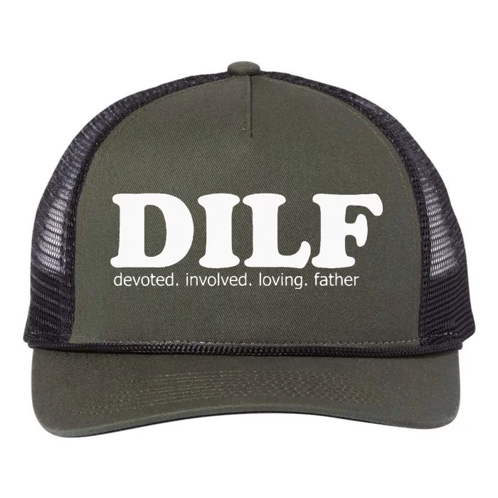 Dilf Devoted Involved Loving Father Dad Papa Retro Rope Trucker Hat Cap