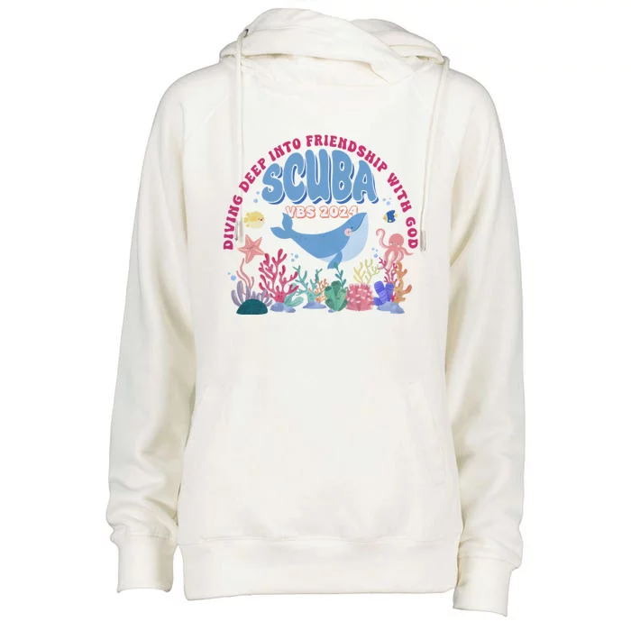 Diving Deep Into Friendship With God Vbs 2024 Gift Womens Funnel Neck Pullover Hood