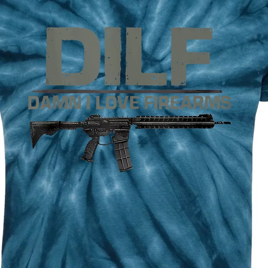 DILF Damn I Love Firearms Funny Kids Tie-Dye T-Shirt