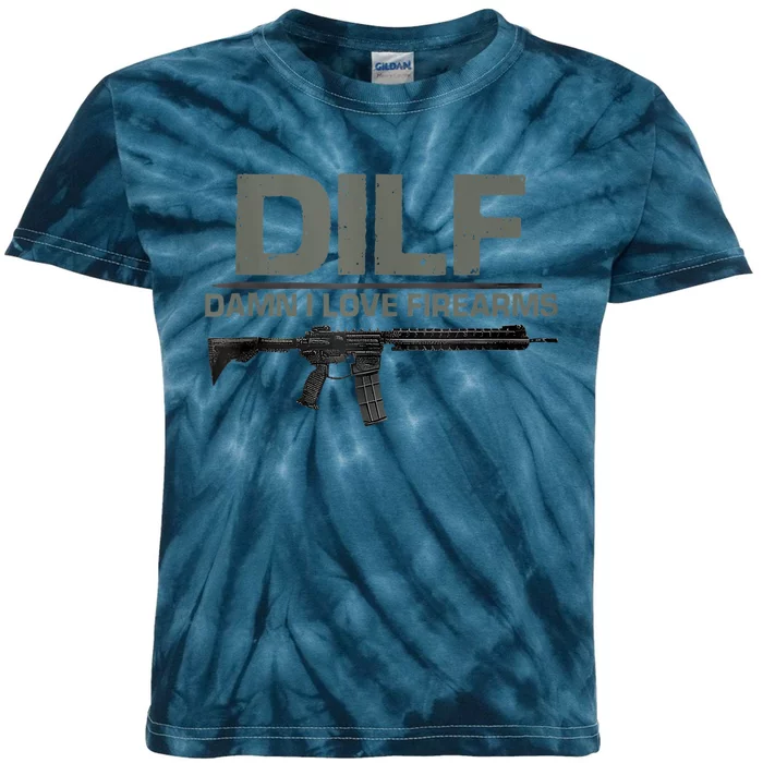 DILF Damn I Love Firearms Funny Kids Tie-Dye T-Shirt