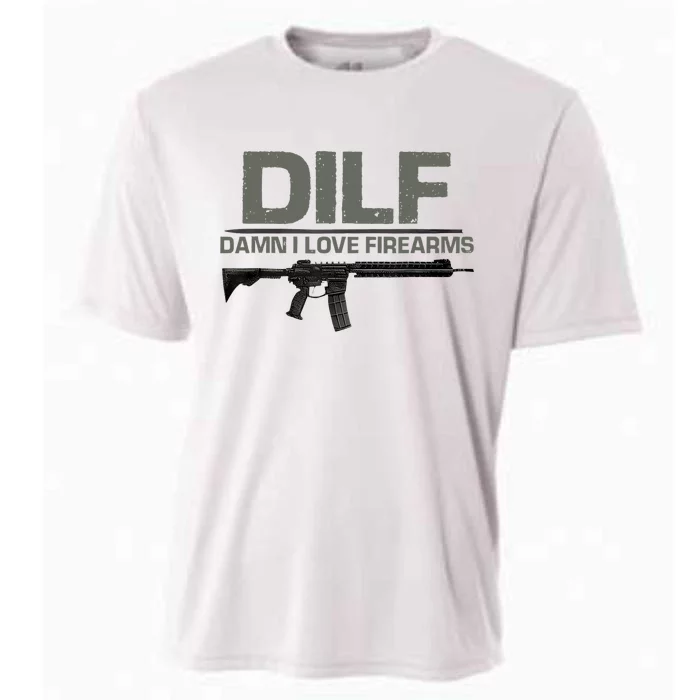 DILF Damn I Love Firearms Funny Cooling Performance Crew T-Shirt