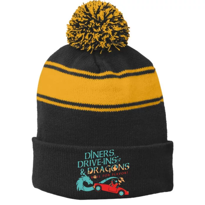 Diners Drive Ins And Dragons Roll For Flavor Stripe Pom Pom Beanie