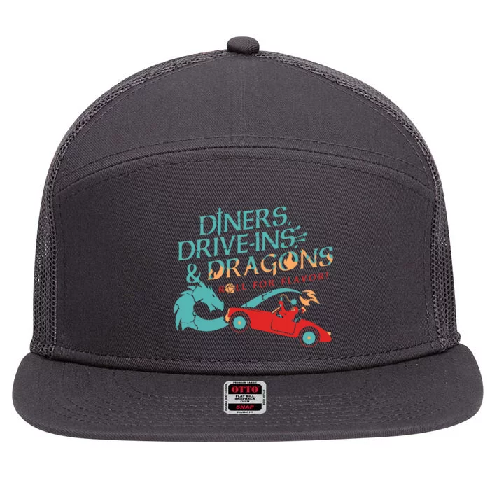 Diners Drive Ins And Dragons Roll For Flavor 7 Panel Mesh Trucker Snapback Hat