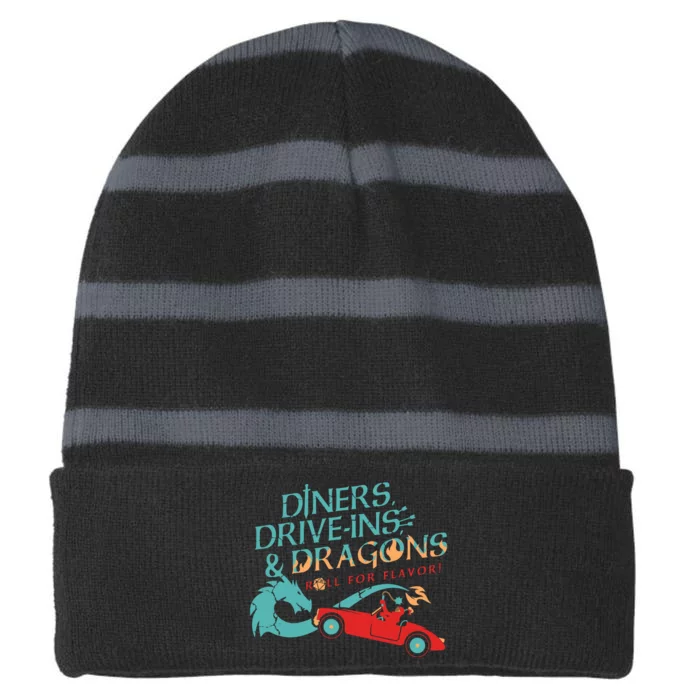 Diners Drive Ins And Dragons Roll For Flavor Striped Beanie with Solid Band