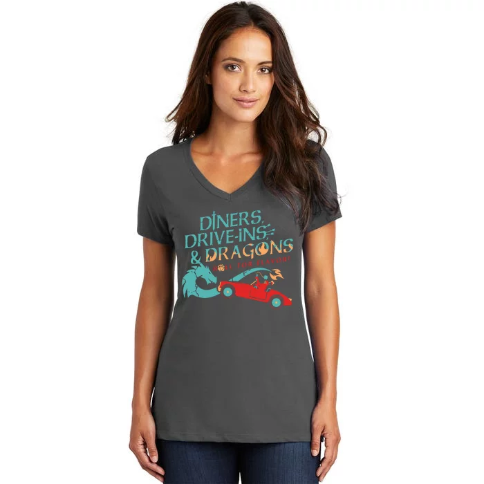 Diners Drive Ins And Dragons Roll For Flavor Women's V-Neck T-Shirt