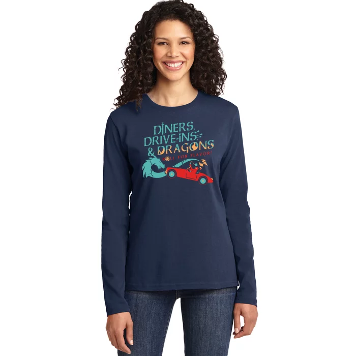 Diners Drive Ins And Dragons Roll For Flavor Ladies Long Sleeve Shirt