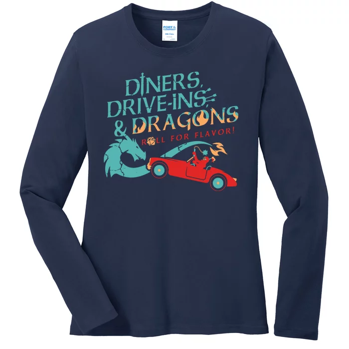 Diners Drive Ins And Dragons Roll For Flavor Ladies Long Sleeve Shirt