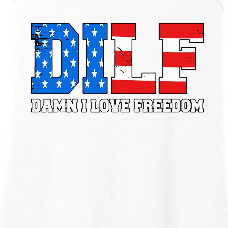 Dilf Damn I Love Freedom Ladies Essential Tank