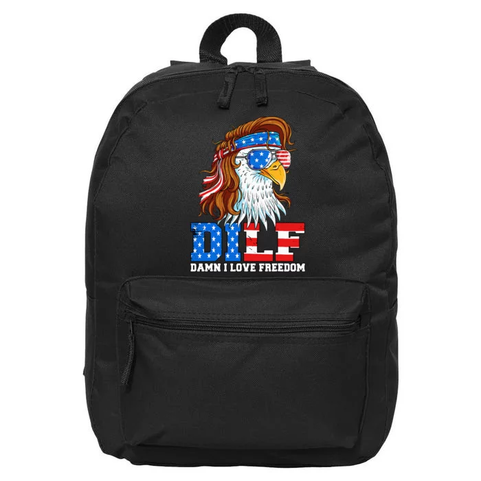 Dilf Damn I Love Freedom Eagle Patriotic 16 in Basic Backpack