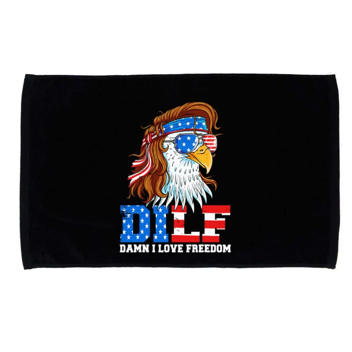 Dilf Damn I Love Freedom Eagle Patriotic Microfiber Hand Towel