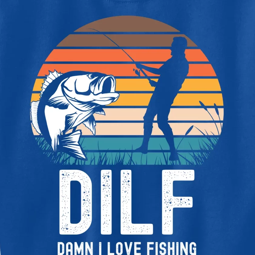 Dilf Damn I Love Fishing Gift Kids Sweatshirt