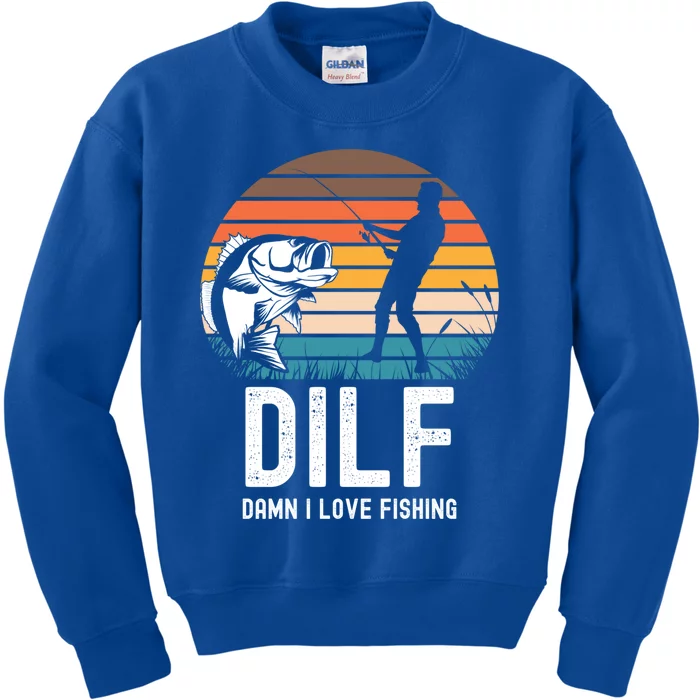 Dilf Damn I Love Fishing Gift Kids Sweatshirt