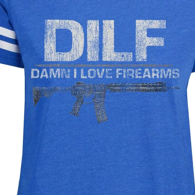 Dilf Damn I Love Firearms Enza Ladies Jersey Football T-Shirt