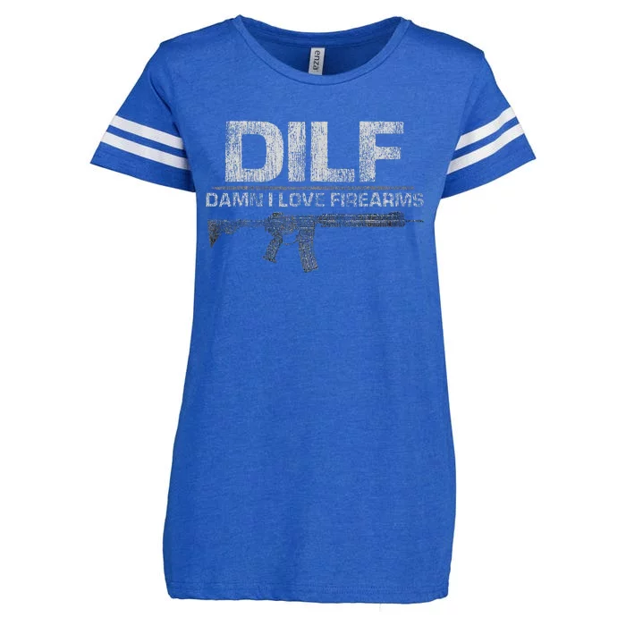 Dilf Damn I Love Firearms Enza Ladies Jersey Football T-Shirt