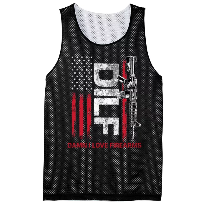 Dilf Damn I Love Firearms Funny Mesh Reversible Basketball Jersey Tank