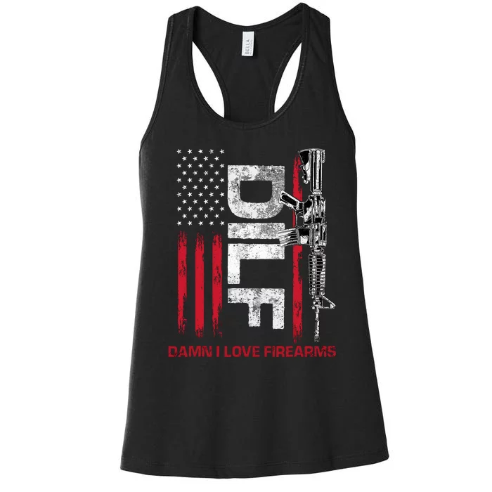 Dilf Damn I Love Firearms Funny Women's Racerback Tank