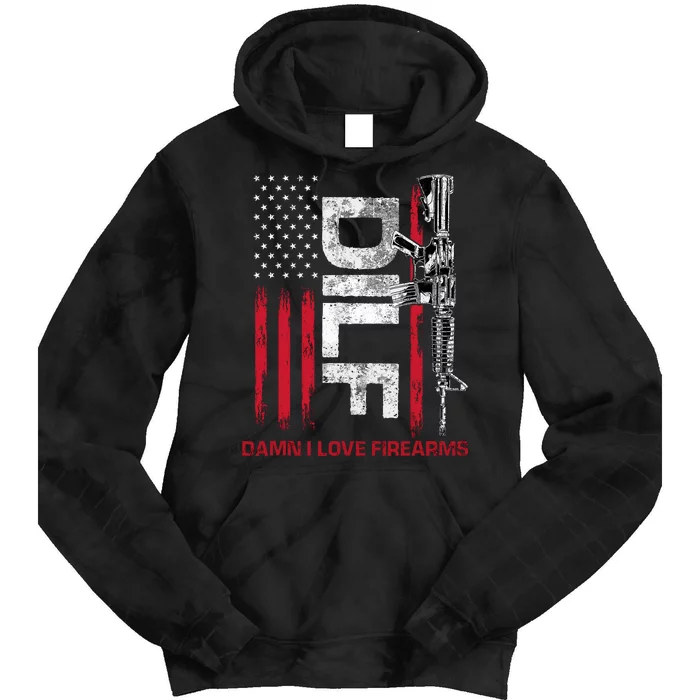 Dilf Damn I Love Firearms Funny Tie Dye Hoodie