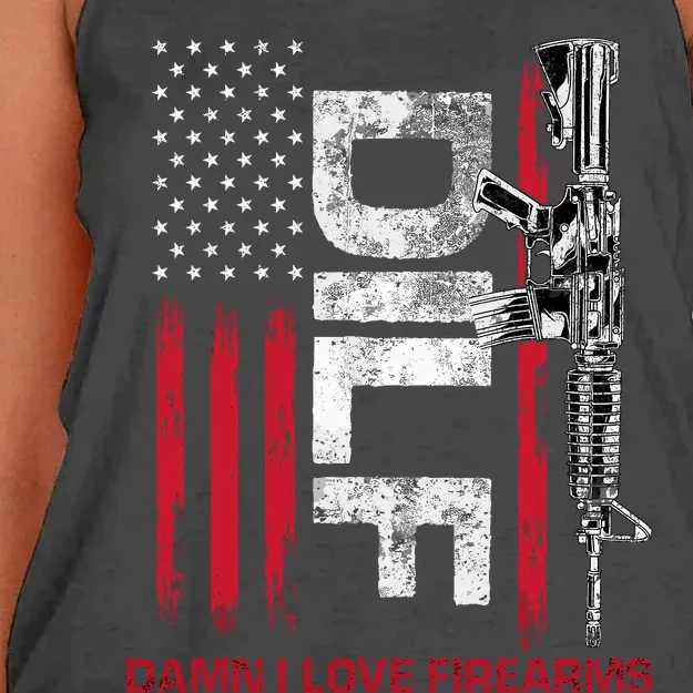 Dilf Damn I Love Firearms Funny Women's Knotted Racerback Tank