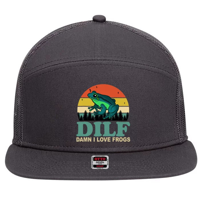 DILF Damn I Love Frogs 7 Panel Mesh Trucker Snapback Hat