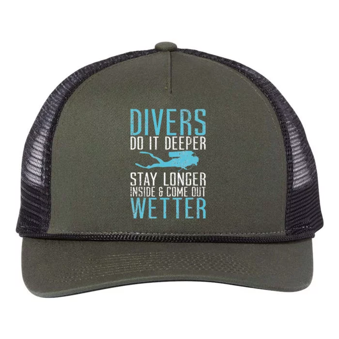 Divers do it deeper stay longer inside Retro Rope Trucker Hat Cap