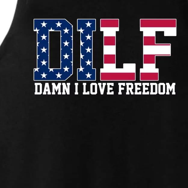 DILF Damn I Love Freedom USA Ladies Tri-Blend Wicking Tank