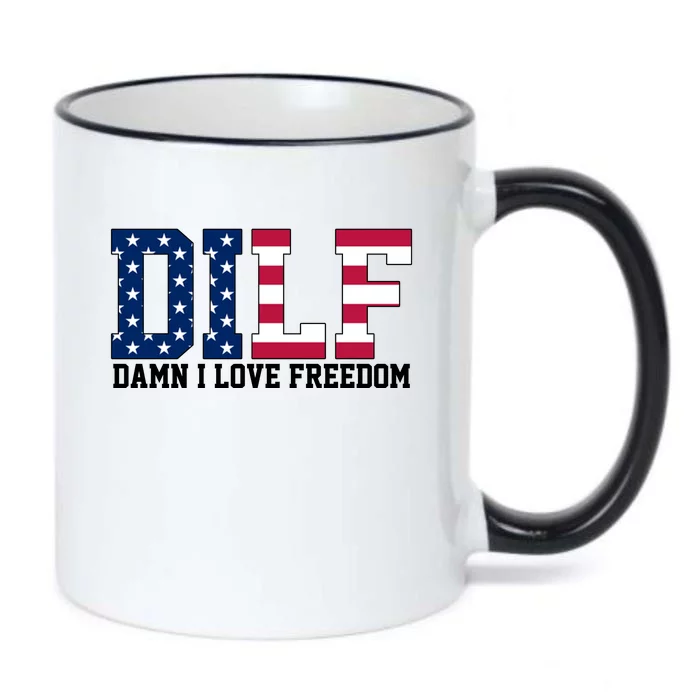 DILF Damn I Love Freedom USA Black Color Changing Mug