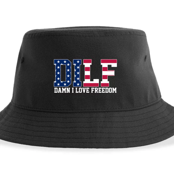 DILF Damn I Love Freedom USA Sustainable Bucket Hat