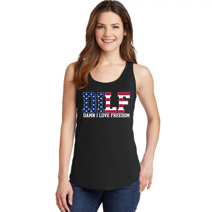 DILF Damn I Love Freedom USA Ladies Essential Tank