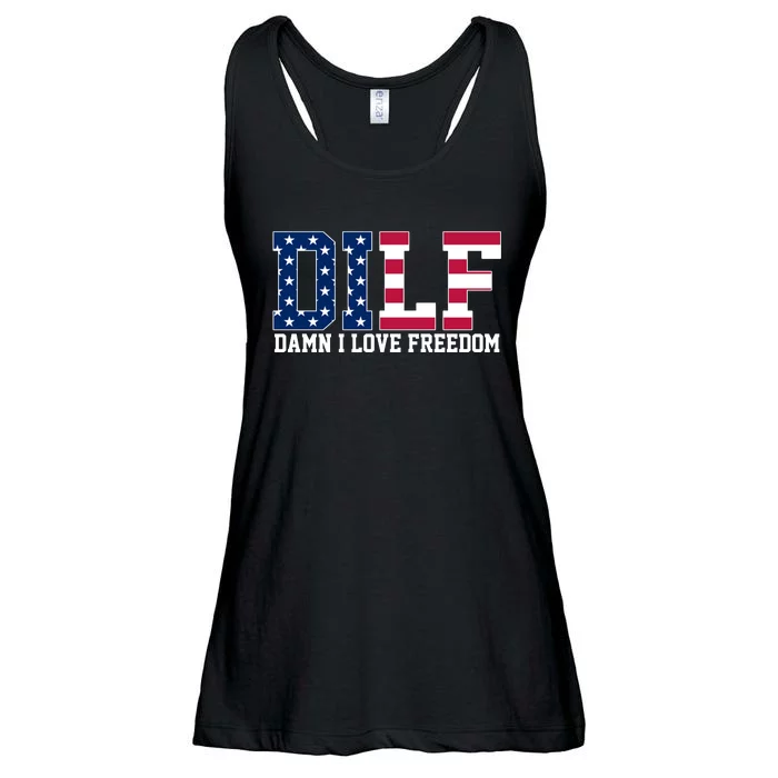 DILF Damn I Love Freedom USA Ladies Essential Flowy Tank