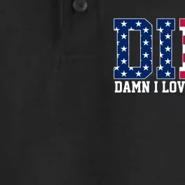 DILF Damn I Love Freedom USA Dry Zone Grid Performance Polo