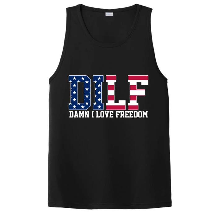 DILF Damn I Love Freedom USA Performance Tank