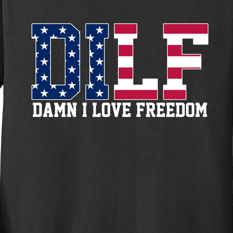 DILF Damn I Love Freedom USA Kids Long Sleeve Shirt