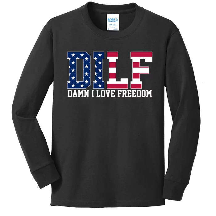 DILF Damn I Love Freedom USA Kids Long Sleeve Shirt