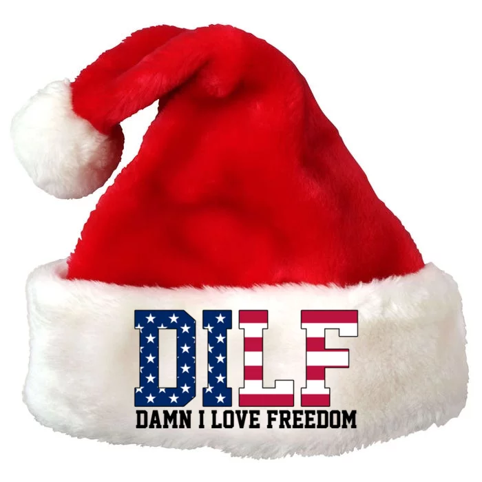 DILF Damn I Love Freedom USA Premium Christmas Santa Hat