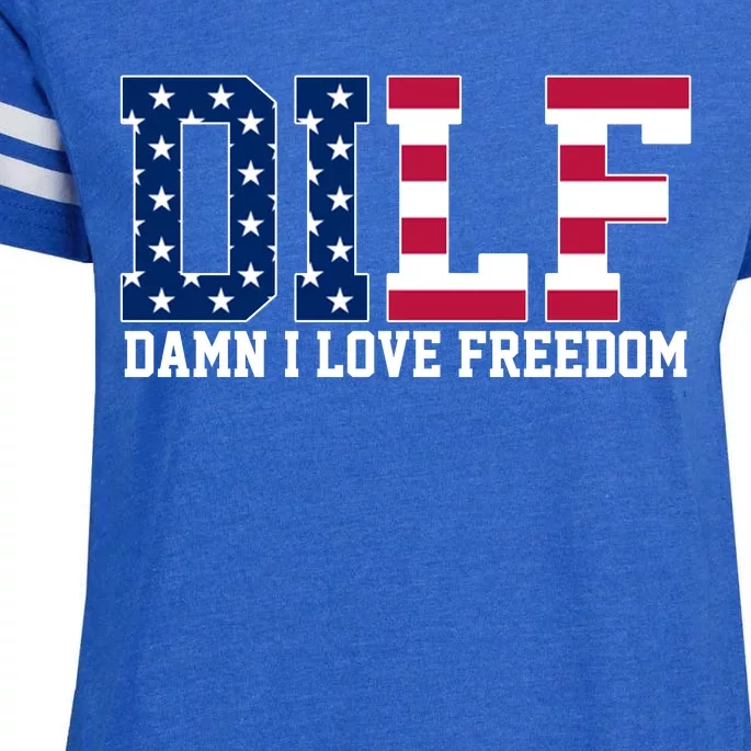 DILF Damn I Love Freedom USA Enza Ladies Jersey Football T-Shirt