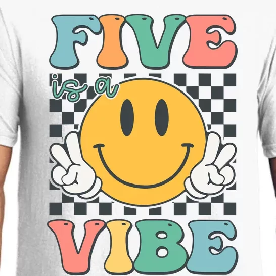 Five Is A Vibe 5th Birthday Smile Face Hippie Pajama Set