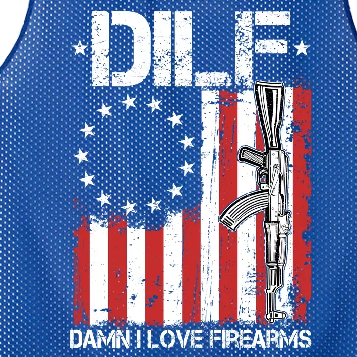 DILF Damn I Love Firearms Distressed USA American Flag Mesh Reversible Basketball Jersey Tank