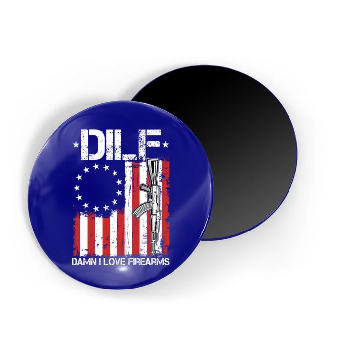 DILF Damn I Love Firearms Distressed USA American Flag Magnet