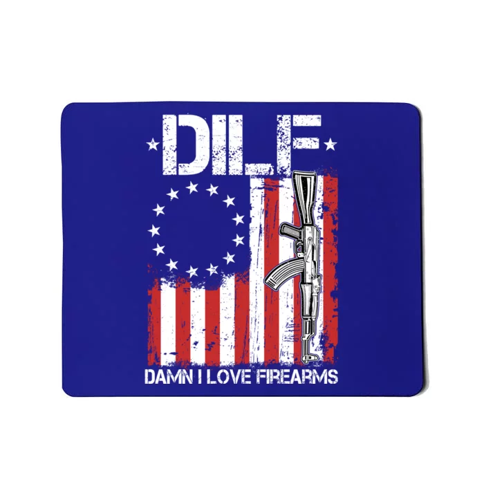 DILF Damn I Love Firearms Distressed USA American Flag Mousepad