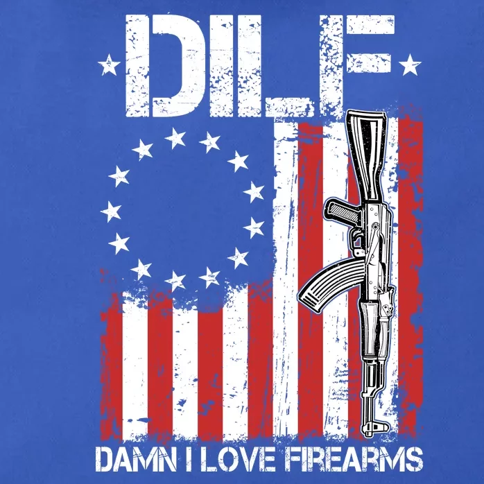 DILF Damn I Love Firearms Distressed USA American Flag Zip Tote Bag