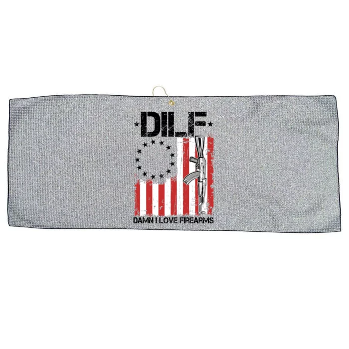 DILF Damn I Love Firearms Distressed USA American Flag Large Microfiber Waffle Golf Towel