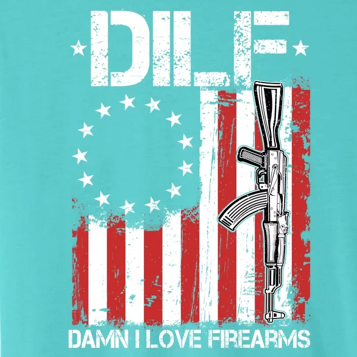 DILF Damn I Love Firearms Distressed USA American Flag ChromaSoft Performance T-Shirt